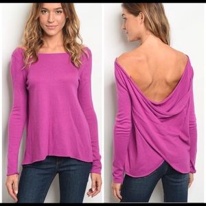 Women Magenta Sweater Crisscross Back